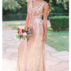 Sequin Champagne Elegant Floor-Length Gown